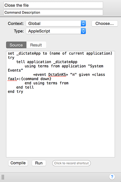 AppleScript command