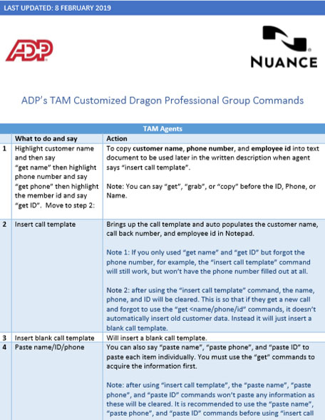 ADP TAM Commands sheet thumbnail