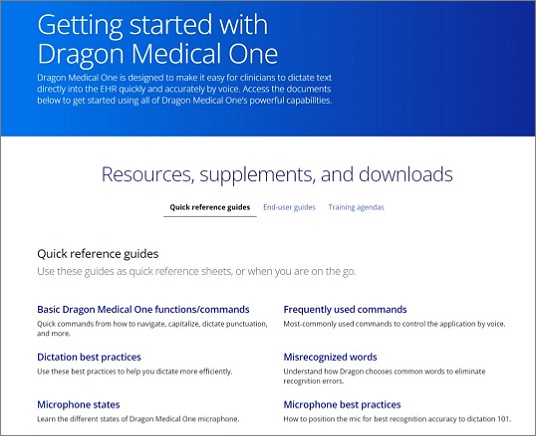 Go to Dragon Medical One resource center