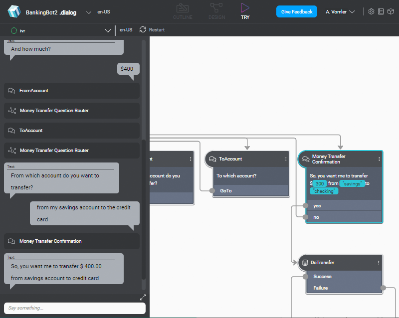 Provare il flusso logico dell'applicazione