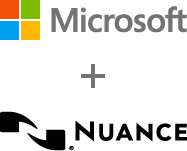 Microsoft + Nuance のロゴ ロックアップ