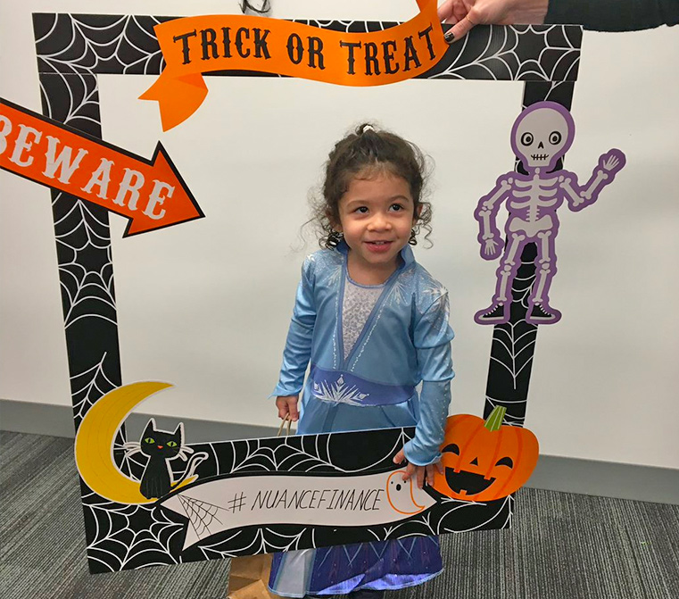 young girl in halloween costume