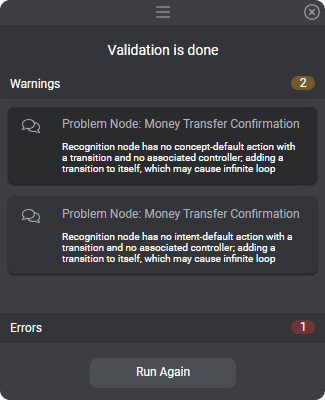 Built-in validation screenshot