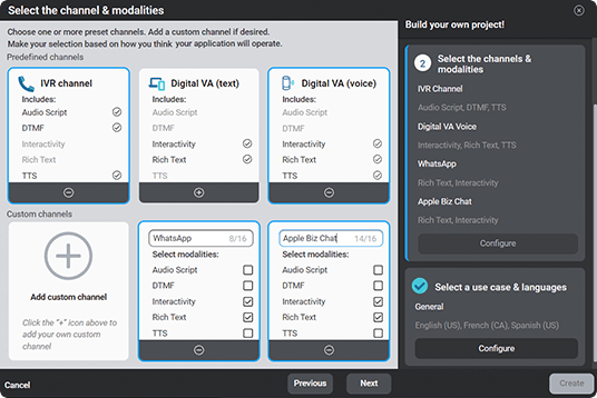 Mix-dashboard kan brukes av utviklere for å definere nye prosjekter i en veiviser som vist i grensesnittet til instrumentpanelet.