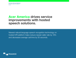 Acer America case study Nuance OnDemand NOD Cloud IVR Hosted IVR