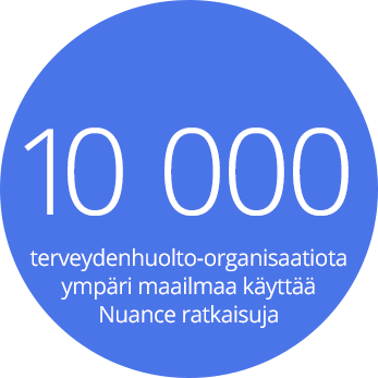 10 000 terveydenhuolto-organisaatiota ympäri maailmaa käyttää Nuancen ratkaisuja 10 000 terveydenhuolto-organisaatiota ympäri maailmaa käyttää Nuancen ratkaisuja