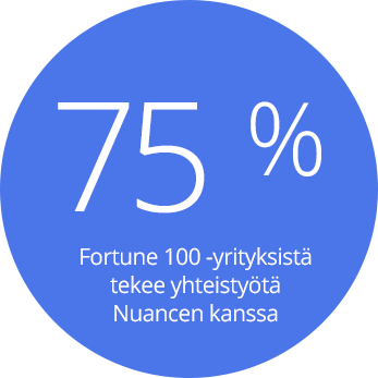 85 % Fortune 100 yrityksistä tekee yhteistyötä Nuancen kanssa 85 % Fortune 100 yrityksistä tekee yhteistyötä Nuancen kanssa