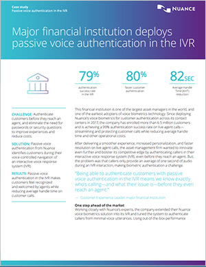 Kundehistorie: Stor finansinstitusjon autentiserer kunder passivt med interaktiv stemmerespons (IVR) miniatyrbilde