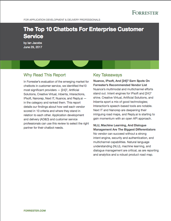 Icona di Forrester Top 10 Chatbot Report Chatbots utilizing artificial intelligence report