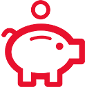 Piggy bank icon red