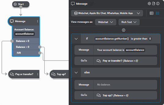 Example of how to build dialog flow logic without coding
