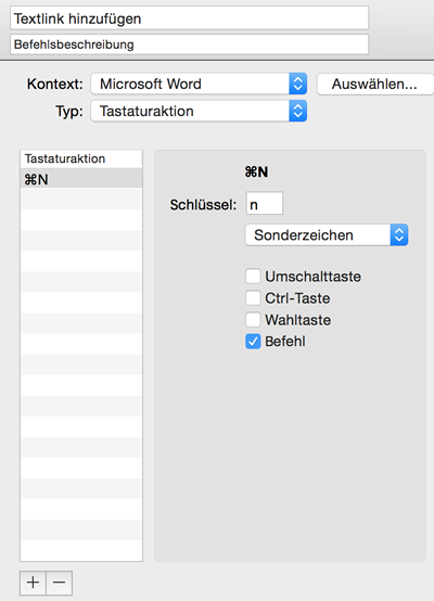 Details: Keystroke command