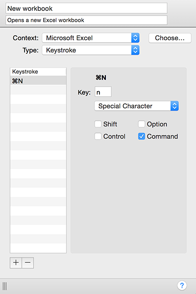 Details: Keystroke command