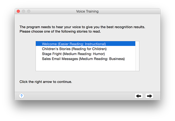 Voice Training: Select a story