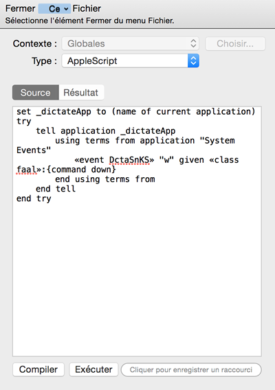 AppleScript command