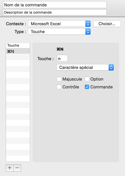 Details: Keystroke command