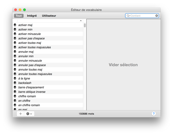 Vocabulary Editor window