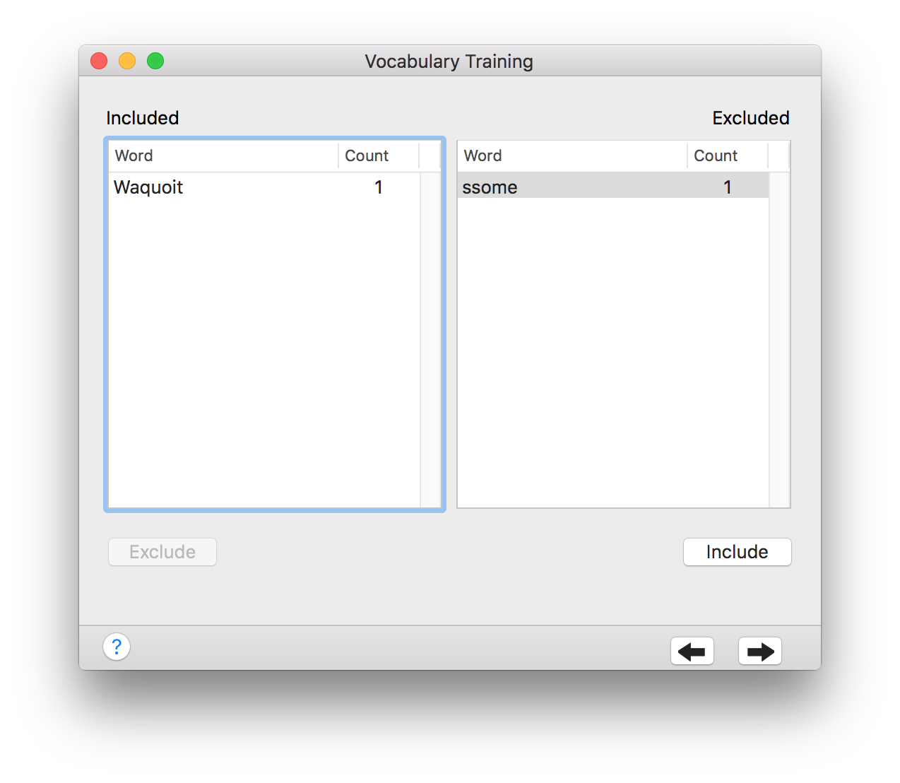 Vocabulary Training - New words