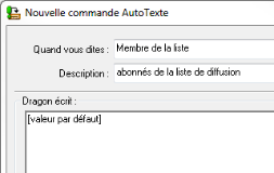 Exemple de champ de texte automatique